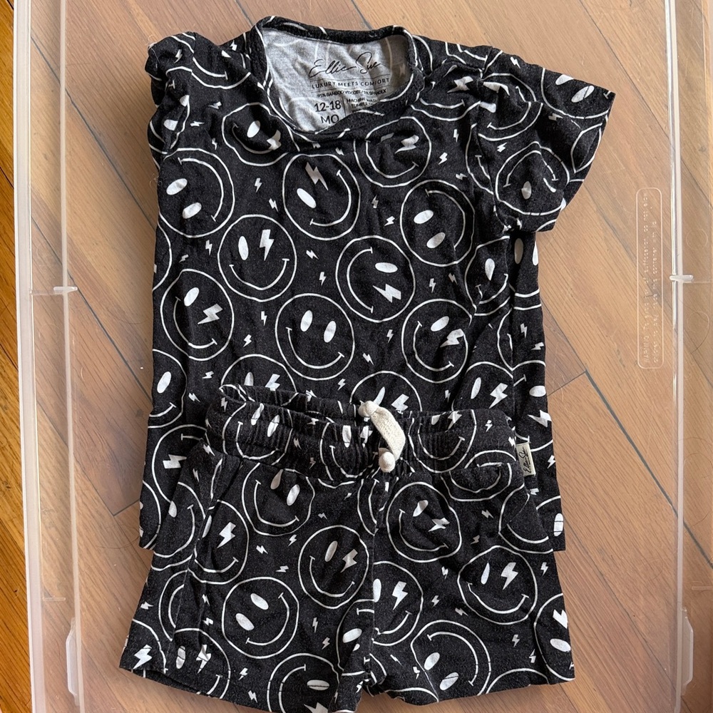 Black Smiley Face bamboo Toddler Outfit